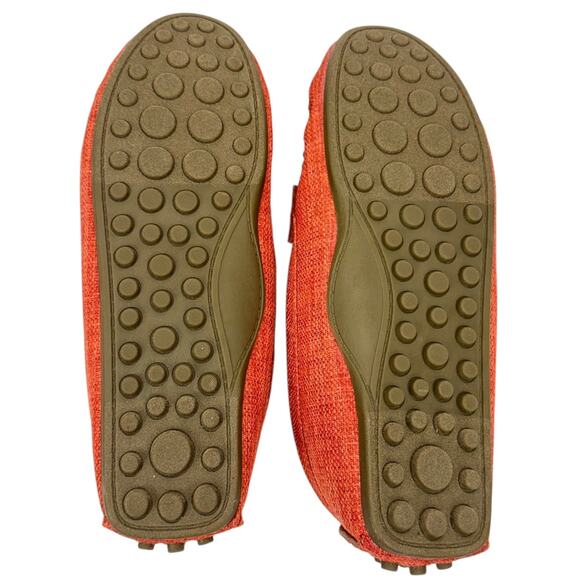 Just Fab Reese Orange Tweed Faux Leather Padded Maccosins Loafers Sz 11 Comfort - Picture 5 of 10